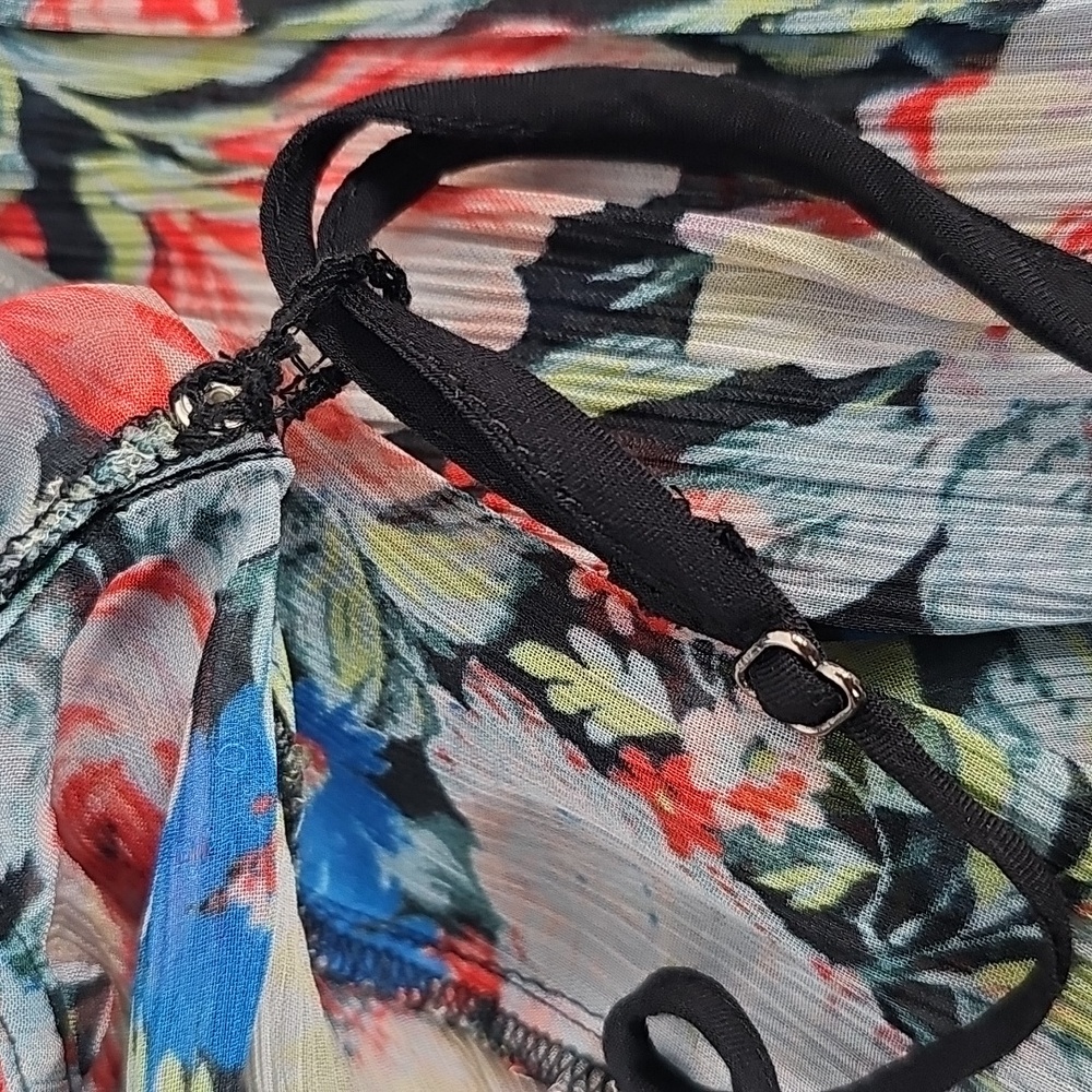 Anthropologie The Marais Printed Chifron Maxi Dress Pleated Long Sleeve Floral S - Picture 7 of 16
